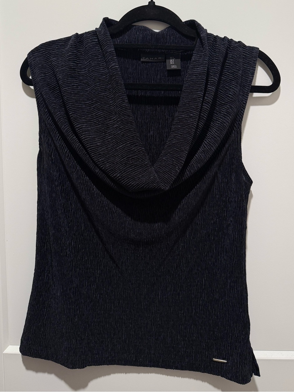 Black Sleeveless Cowl Neck Top